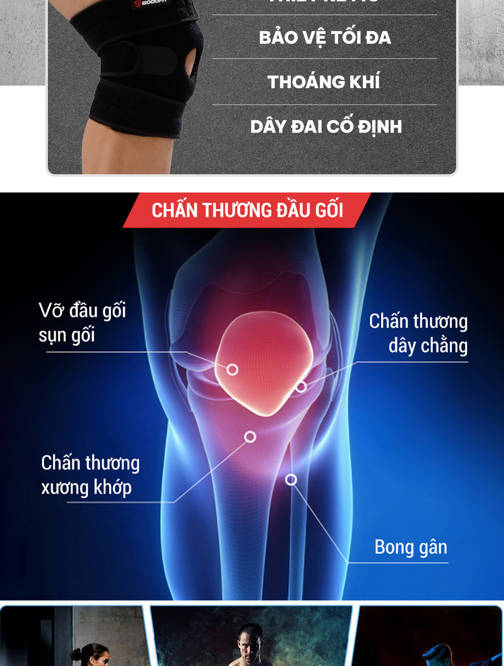 Mô tả Băng gối thể thao GoodFit GF515K dày dặn, 3 đai dán, thoáng khí - 3