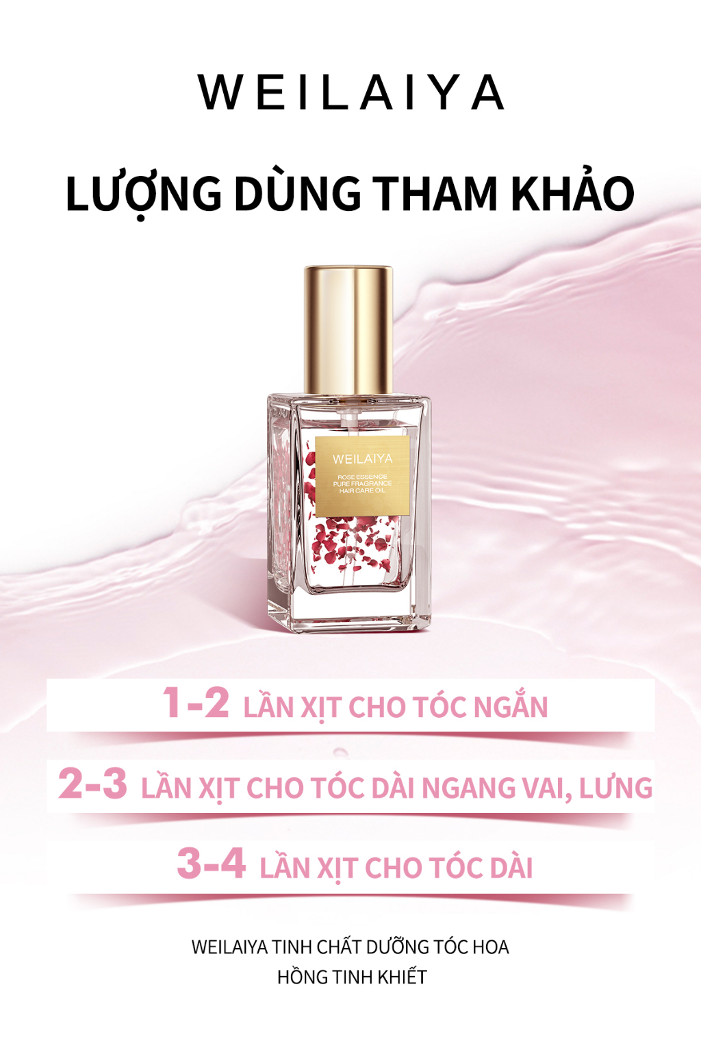 Mô tả Tinh dầu dưỡng tóc WEILAIYA chiết xuất cánh hoa hồng phục hồi tóc hư tổn, giảm sơ rối, chẻ ngọn chai 40ml - 6