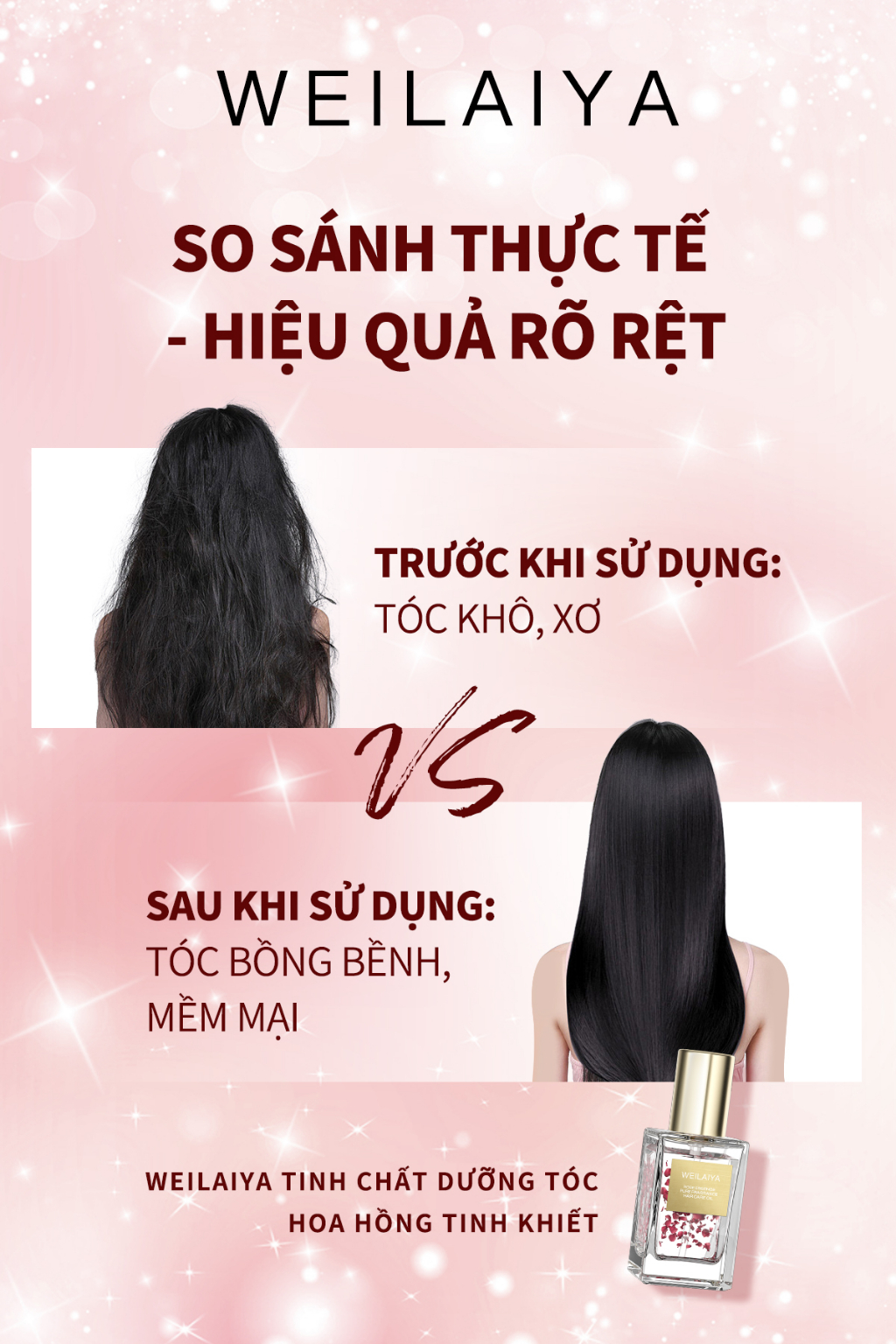 Mô tả Tinh dầu dưỡng tóc WEILAIYA chiết xuất cánh hoa hồng phục hồi tóc hư tổn, giảm sơ rối, chẻ ngọn chai 40ml - 2