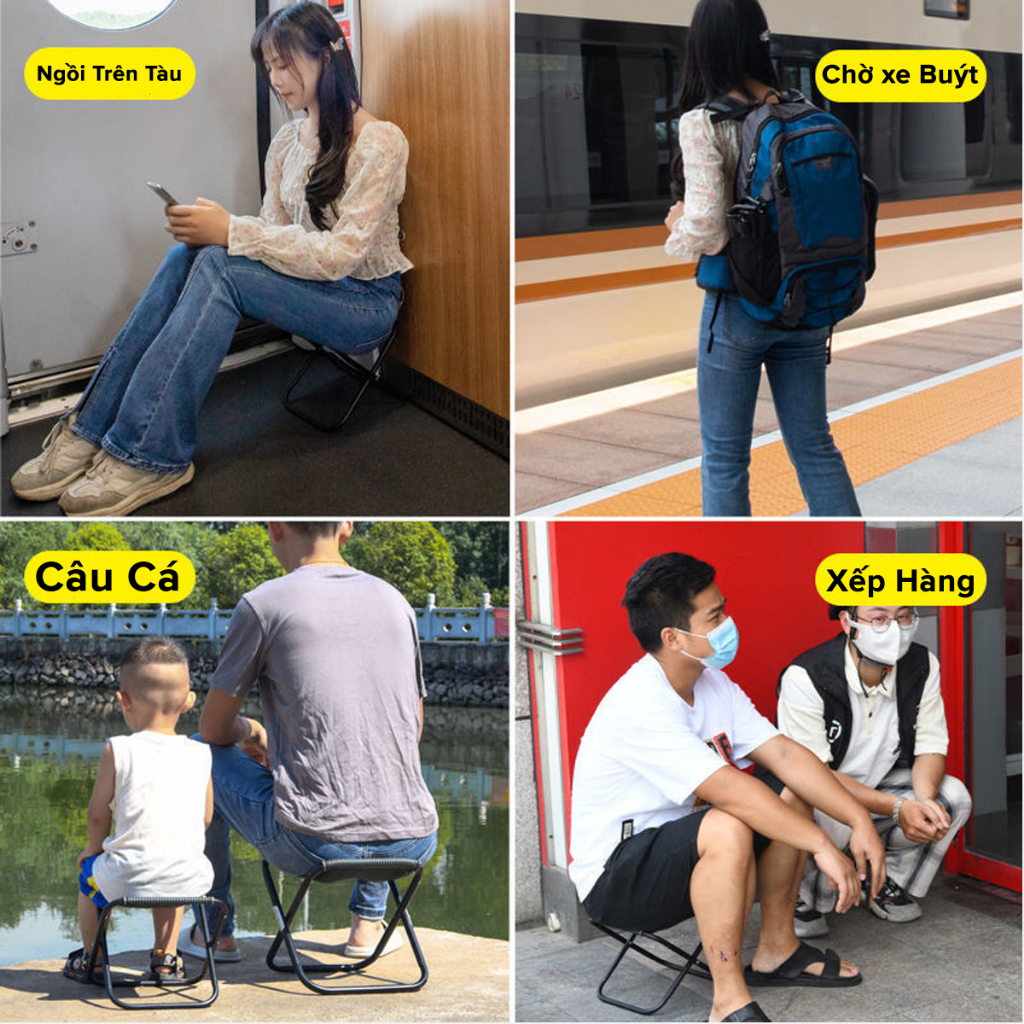 Mô tả Ghế Gập Gọn Đút Túi Quần, Ghế Câu Cá, Ghế Đi Du Lịch, Cắm Trại, Ghế Mini Ngồi Chờ Tàu Hỏa Gấp Gọn Chính Hãng Amalife - 5