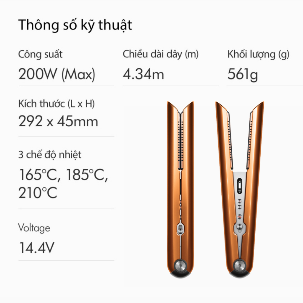 Mô tả Máy duỗi tóc Dyson Corrale ™ HS07 (Vàng đồng/xám trắng) - 6