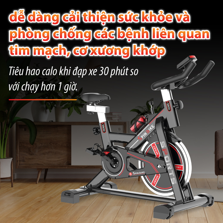 Mô tả BG S500 Xe đạp tập thể dục thể thao tại nhà cao cấp BLACK cảm biến kèm đồng hồ đo nhịp tim - 1