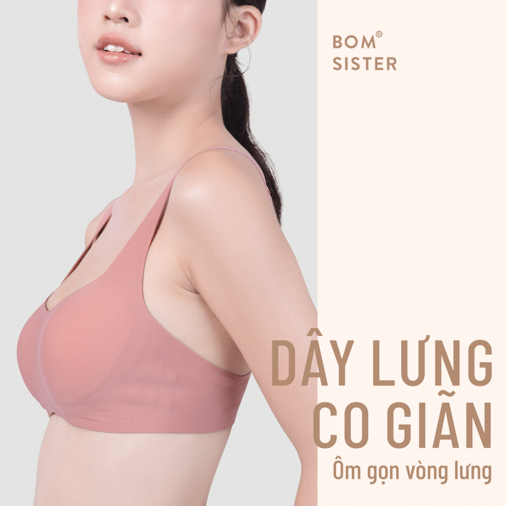 Mô tả Áo lót su mút mỏng, áo ngực nữ không gọng, dây liền không viền, mút tháo rời được BOM SISTER MU0310 - 3