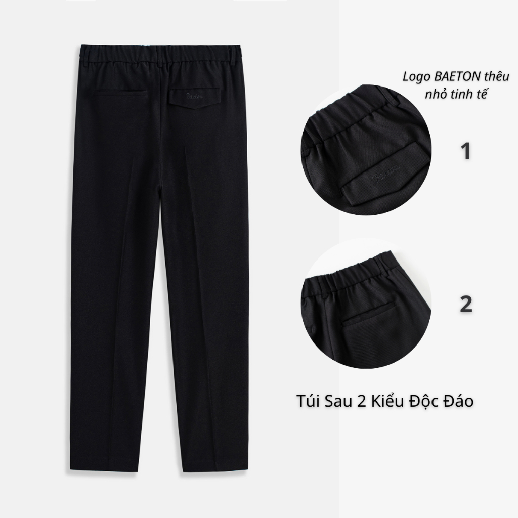 Mô tả Quần ống suông nam đen Baeton cao cấp chất liệu dày dặn form tôn dáng che khuyết điểm chuẩn Hàn Quốc - D01 - 3