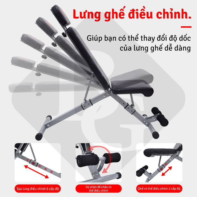 Mô tả BG Ghế tập tạ, tập gym ghế băng tập thể thao dụng cụ thể hình tạ đẩy có thể gấp gọn đa chức năng - 2