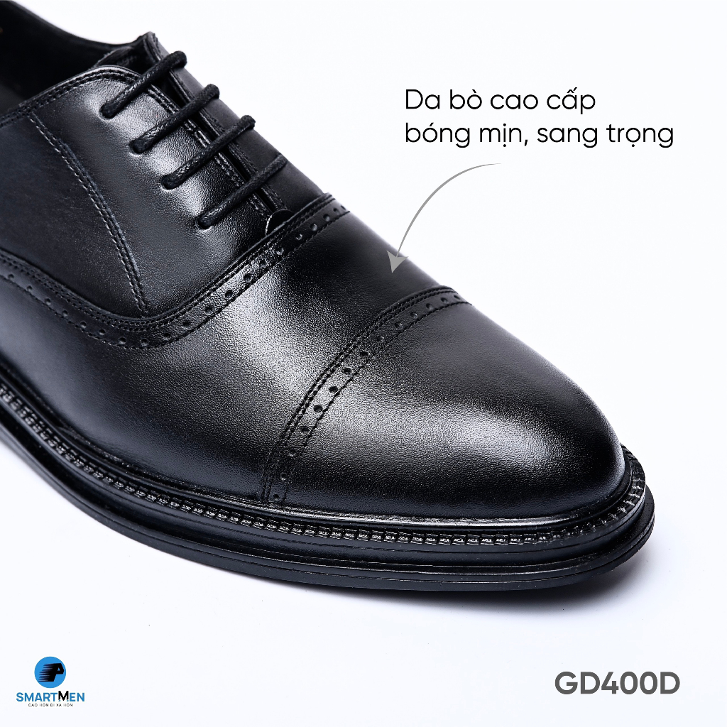 Mô tả Giày tây Tăng chiều cao da bò nam công sở SmartMen GD400 Đen - 1