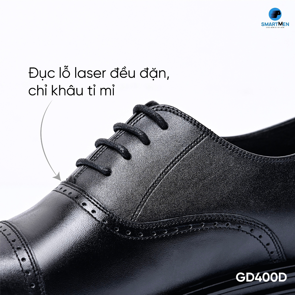 Mô tả Giày tây Tăng chiều cao da bò nam công sở SmartMen GD400 Đen - 2