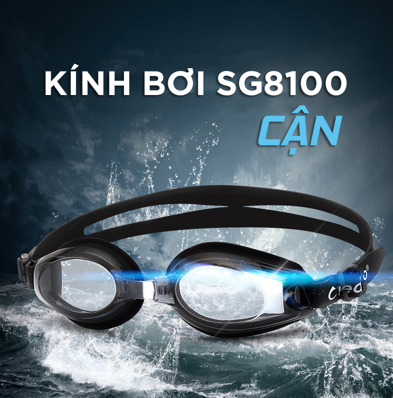 Mô tả Kính Bơi Cận Từ 2 Đến 8 Độ Kính Bơi Người Cận  Dây Đeo Êm Ái Đệm Mũi Dẻo Dai Chống UV Cleacco SG8100 Boro Sport - 1