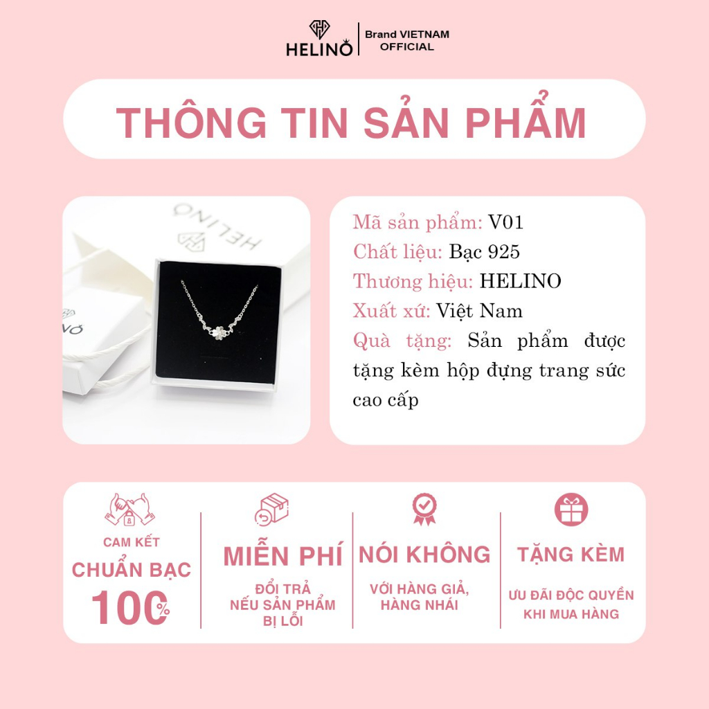 Mô tả Lắc tay bạc nữ HELINO vòng tay cỏ 4 lá may mắn đính đá, trang sức phụ kiện lấp lánh V01 - 1