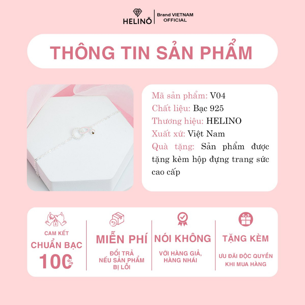 Mô tả Lắc tay bạc nữ HELINO 2 vòng tròn đính đá, trang sức phụ kiện circle lấp lánh V04 - 1