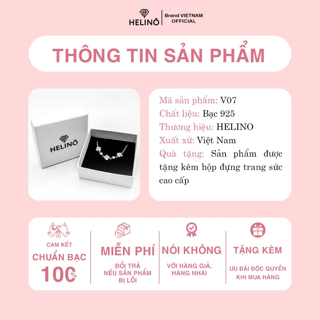 Mô tả Lắc tay bạc nữ HELINO vòng tay cỏ 4 lá may mắn đính đá ver 2 V07 - 1