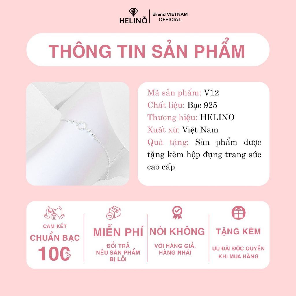 Mô tả Lắc tay bạc nữ HELINO vòng tay đường tròn đá chấm bi mix lá đá xinh xắn V12 - 1
