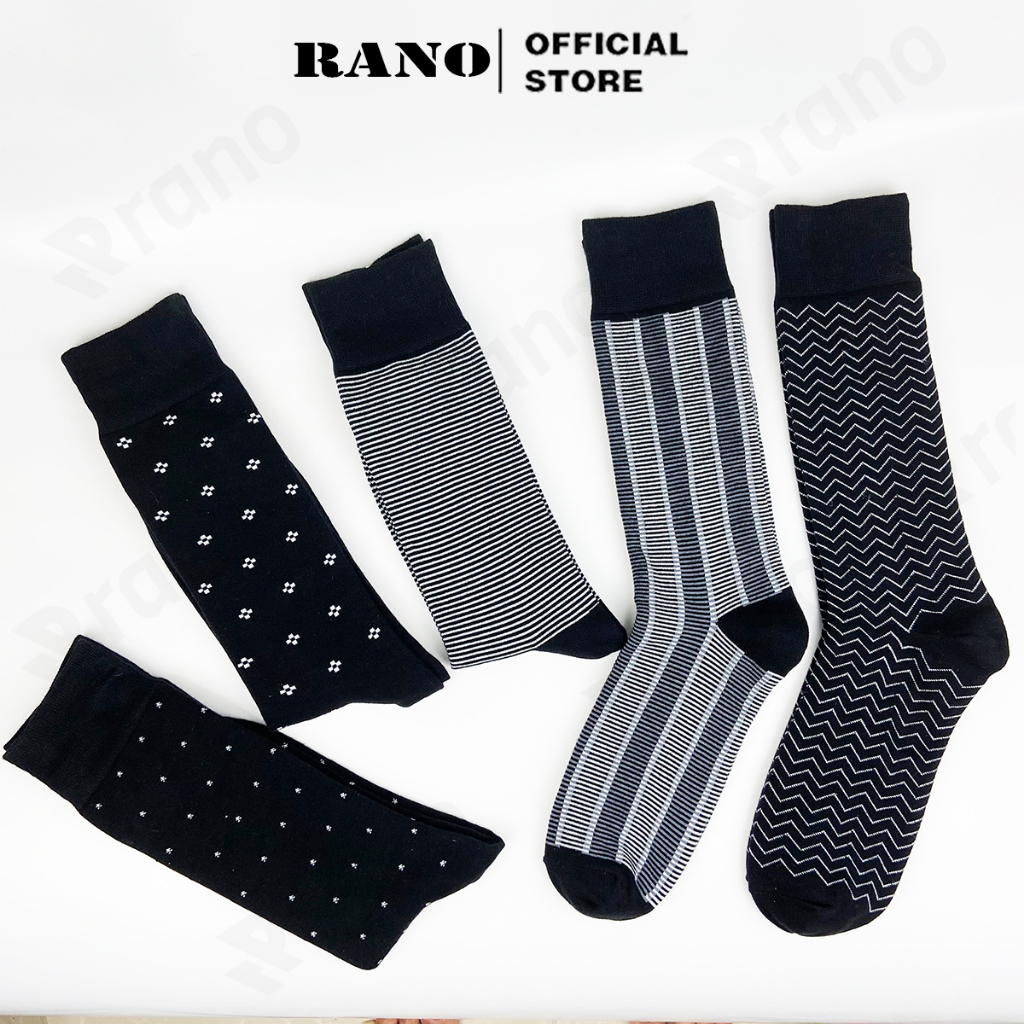 Mô tả Hộp 5 đôi tất nam công sở cổ cao dài 26cm vớ nam đi giày tây họa tiết RANO sợi cotton cao cấp cao cấp mềm mại thoáng mát - 2