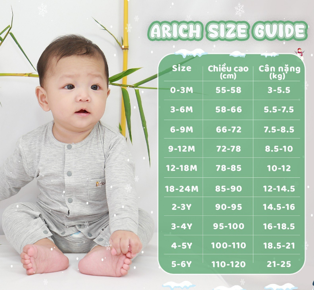 Mô tả Bộ ba lỗ thể thao Arich vải sợi tre in hình cho bé trai, bé gái size từ 9m-6tuổi - 6
