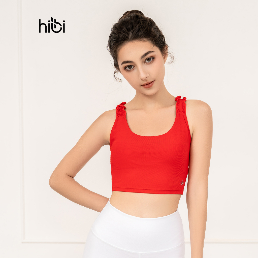Mô tả Áo croptop tập Yoga Gym Hibi Sports CR815, kiểu 2 dây nhún bèo, Kèm mút ngực - 1