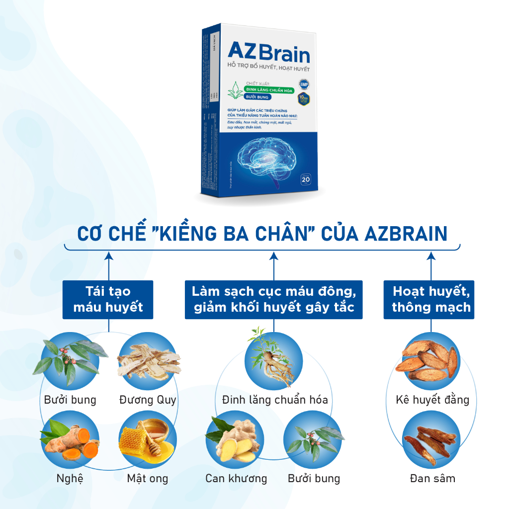 Mô tả Viên uống bổ não AZBrain GrowGreenAz Tăng Cường Trí Nhớ, Giảm Đau Đầu, Lưu Thông Máu Não - 1
