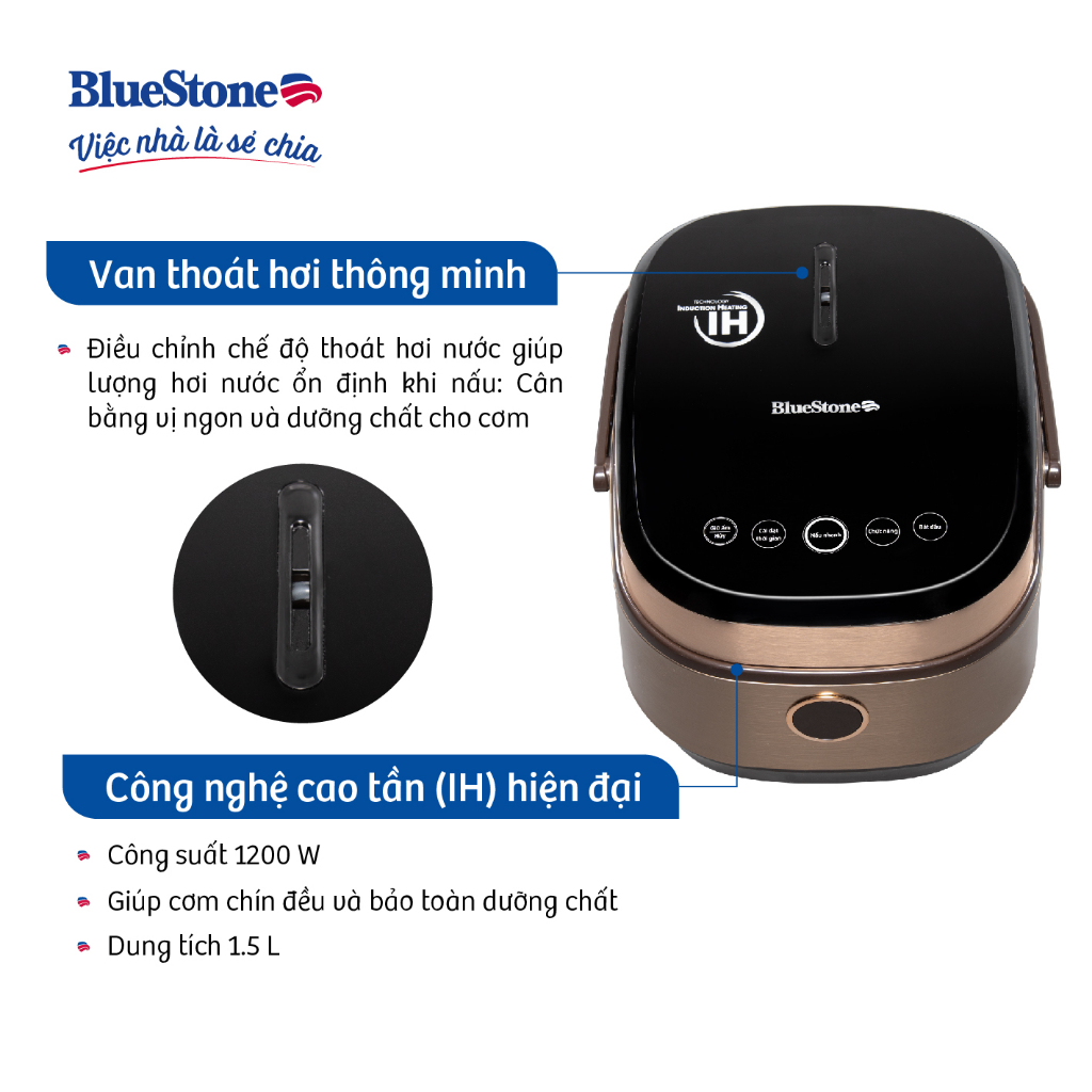 Mô tả Nồi Cơm Điện Tử Cao Tần BlueStone RCB-5988 - 1.5 Lít - 1200W - 3
