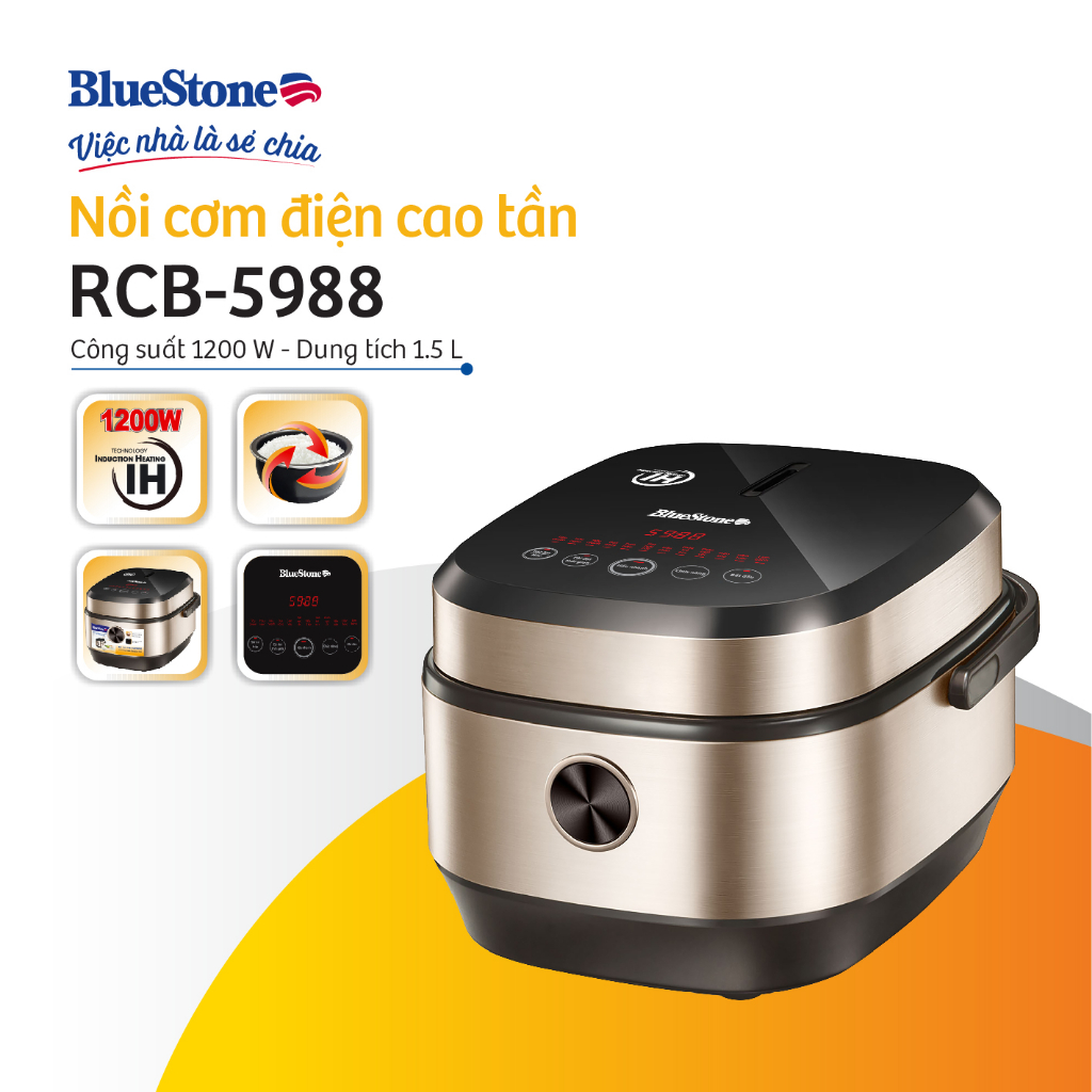 Mô tả Nồi Cơm Điện Tử Cao Tần BlueStone RCB-5988 - 1.5 Lít - 1200W - 1