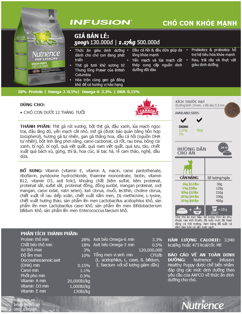 Mô tả Thức ăn cho chó con Nutrience Infusion Healthy Puppy - thịt gà, dầu cá hồi và rau củ trái cây 2.27kg - 1