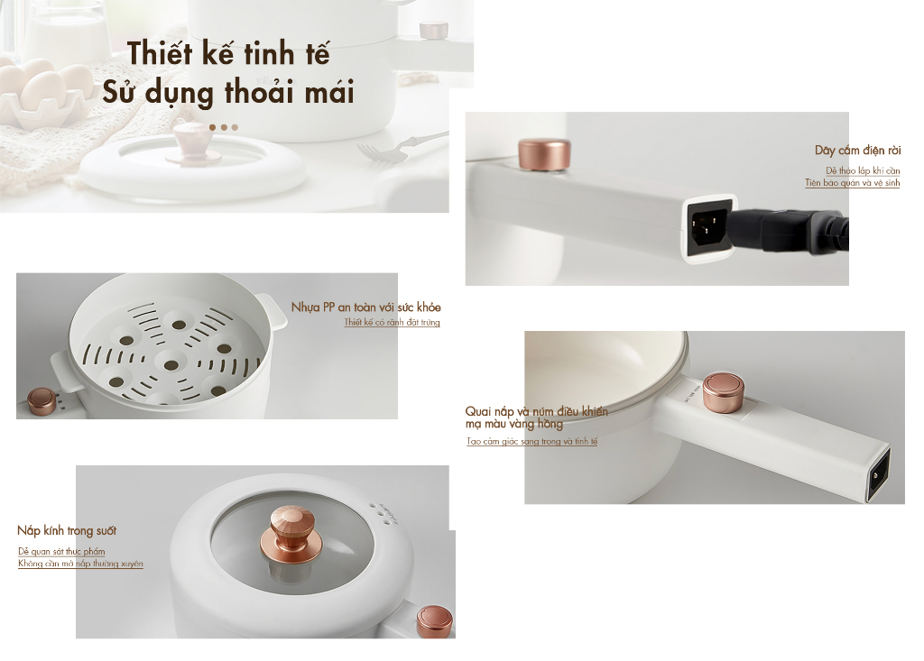 Mô tả Nồi lẩu đa năng 3L Bear DRG-F30H1 (kèm xửng hấp) - Hàng Chính Hãng - 6