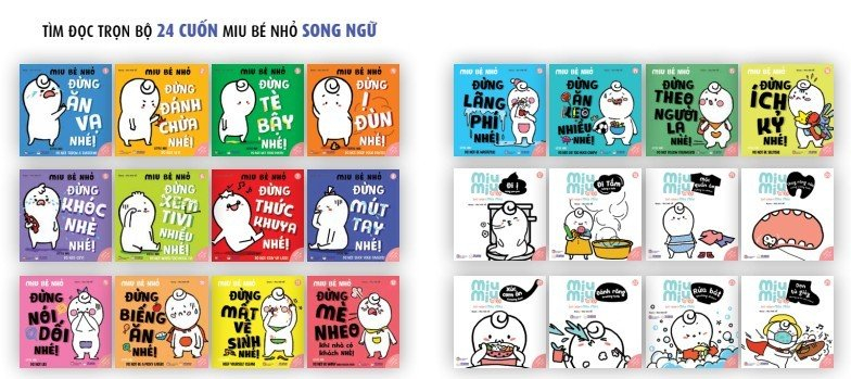 Combo 24 Sách Ehon Miu Bé Nhỏ, Miu Tự Lập Song Ngữ