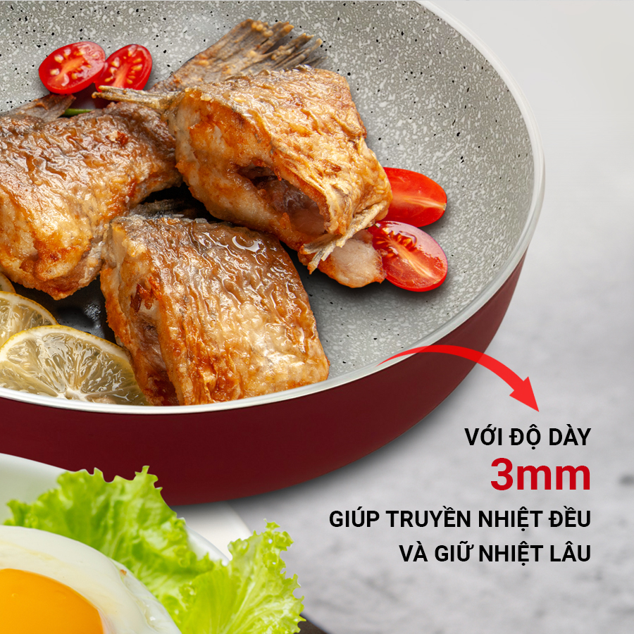 Mô tả Chảo Chống Dính Vân Đá Cao Cấp Size 20-24-26-28cm Packer Hàng Chính Hãng KALPEN-GIA DỤNG ĐỨC - 2