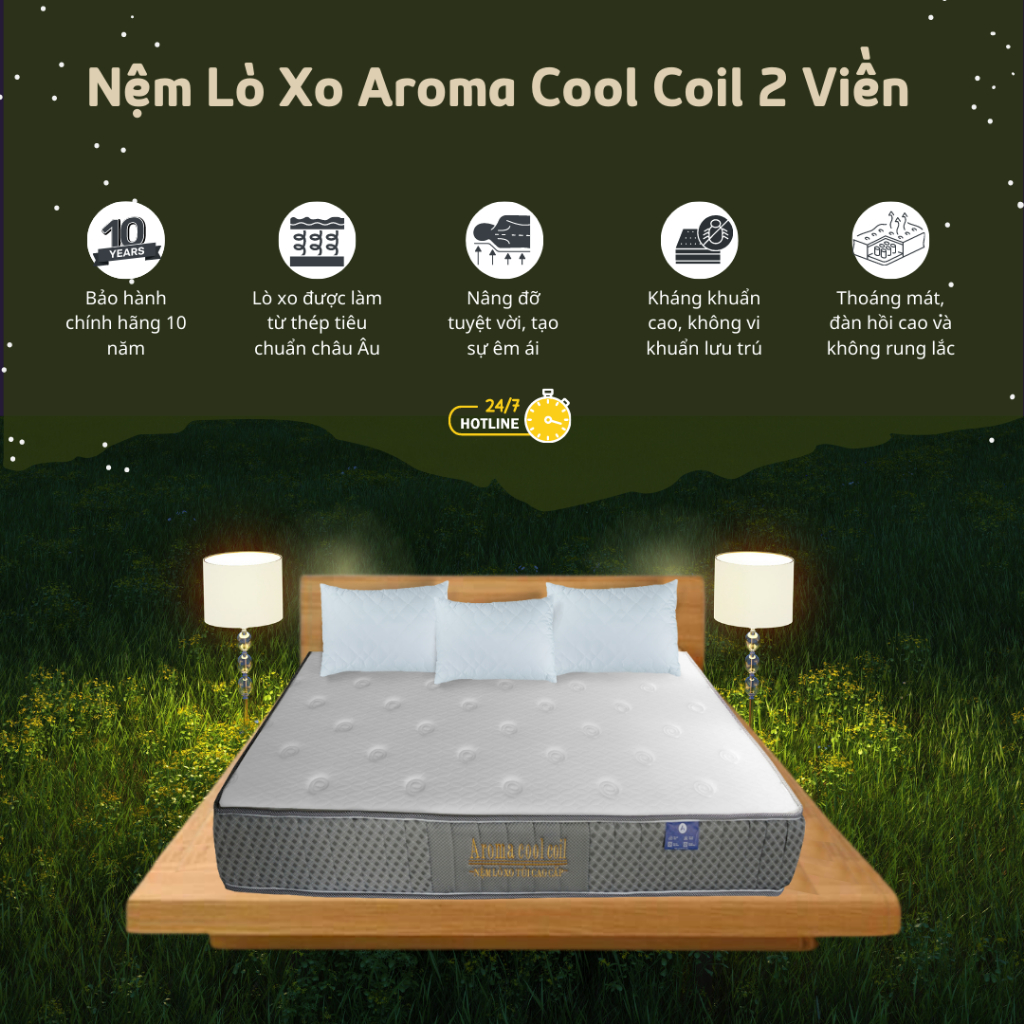 Mô tả Nệm Lò Xo Túi Độc Lập Aroma Cool Coil 2 Viền, Chính Hãng, Bảo Hành 10 Năm - 2