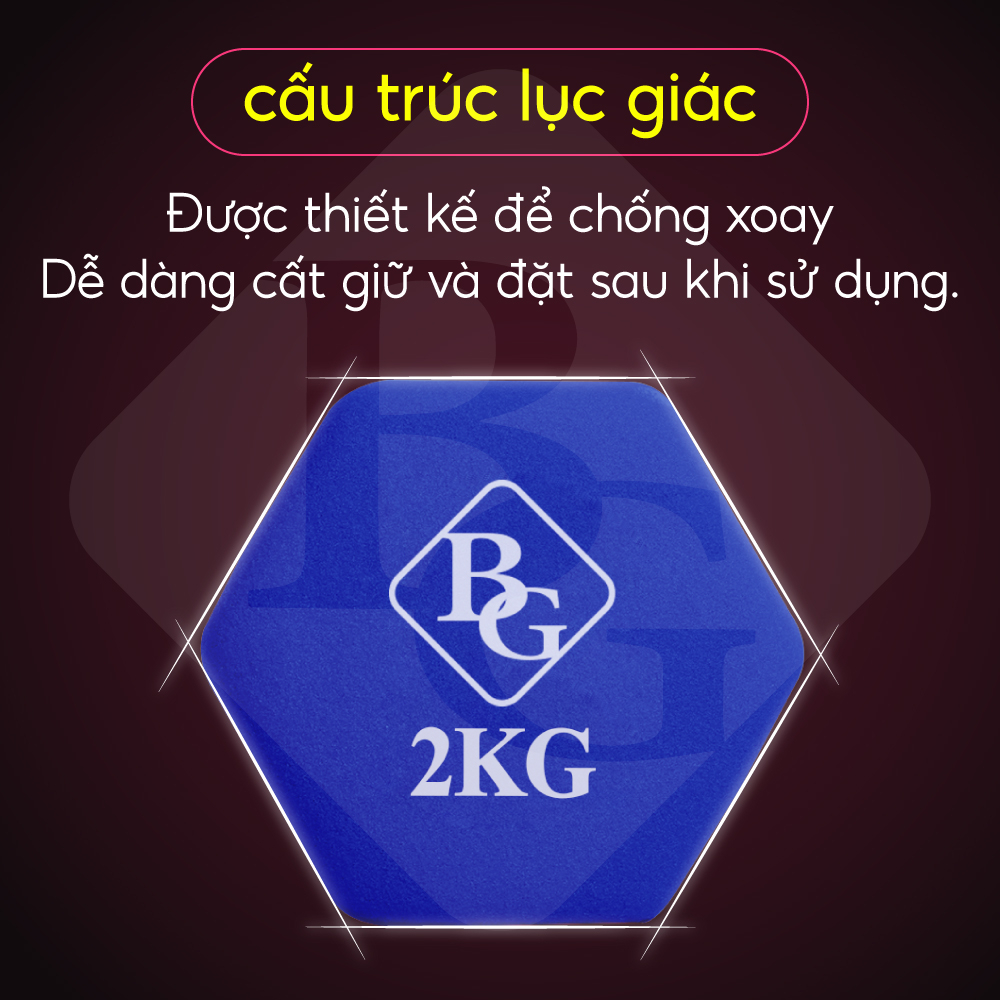Mô tả BG Cặp tạ tay 2KG lõi thép đặc, bọc caosu nhám Thái Lan - 2