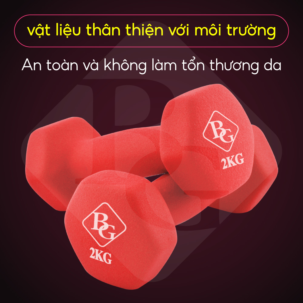 Mô tả BG Cặp tạ tay 2KG lõi thép đặc, bọc caosu nhám Thái Lan - 1