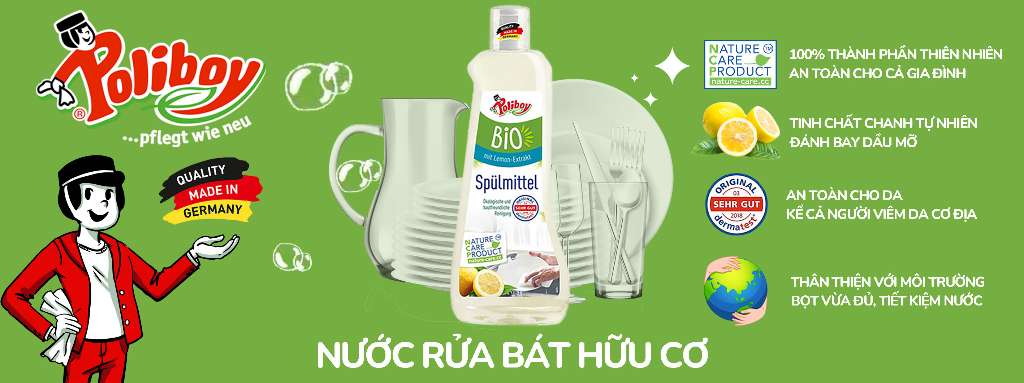 Mô tả Nước Rửa Chén Bát Hữu Cơ POLIBOY Nước Rửa Bình Sữa, Chén Bát An Toàn Cho Mẹ & Bé, Bảo Vệ Da Tay 500ml Hoàn Toàn Tự Nhiên - 1
