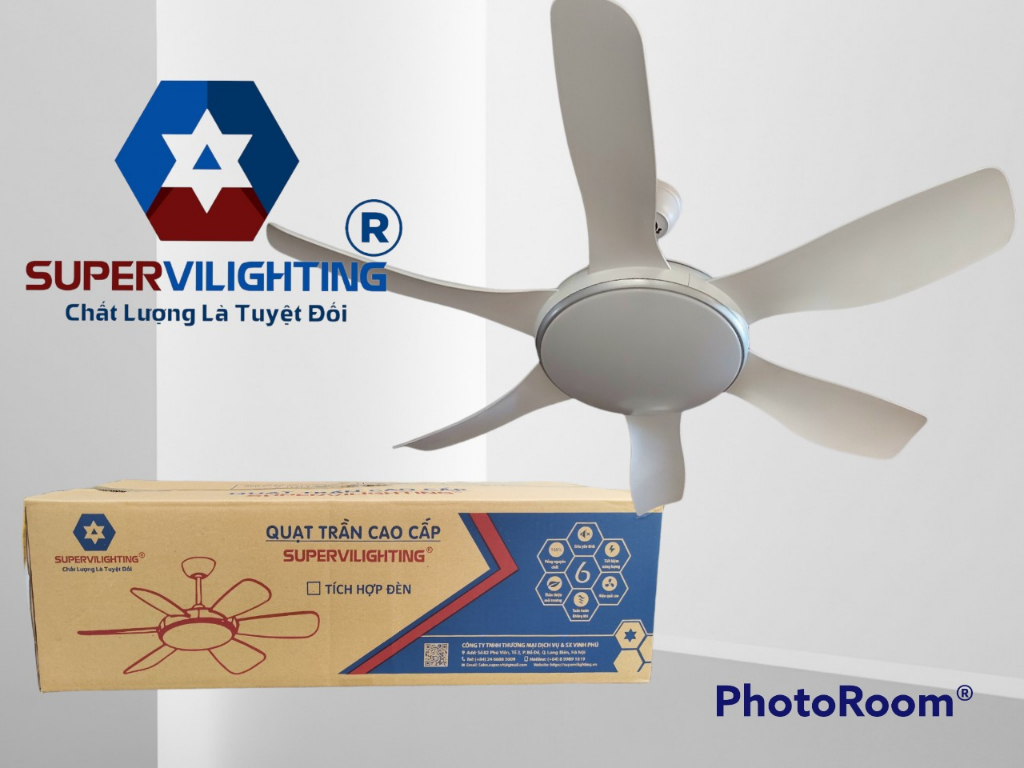 Mô tả Quạt trần đèn led trang trí nhà cửa chung cư có đèn SuperVilighting - 8