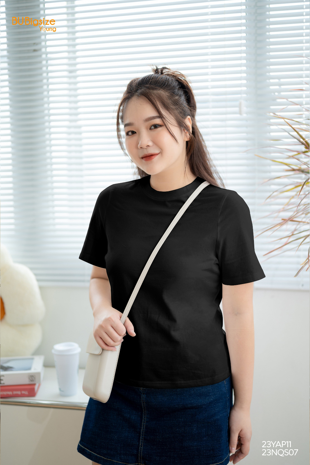 Mô tả Áo phông trơn bo cổ BIGSIZE (55kg đến 95kg) - 23YAP11 - [BU Bigsize Young] - 4