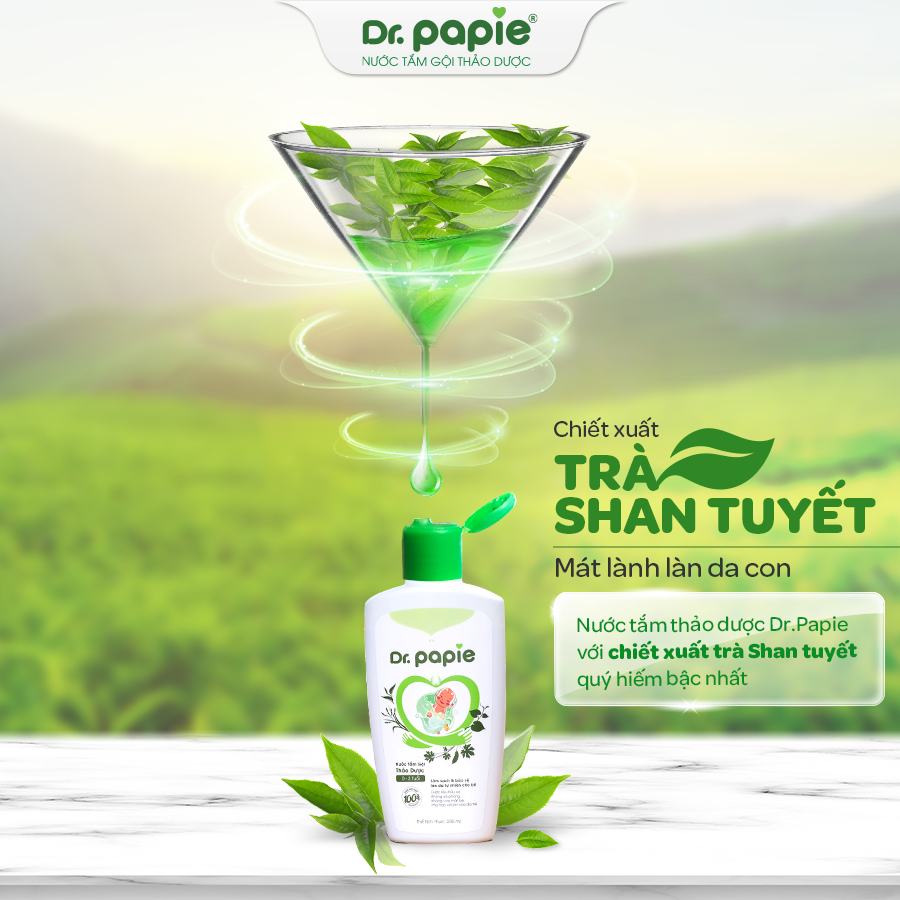Mô tả Combo 2 Chai Nước Tắm Thảo Dược Dr Papie Giúp Giảm Mẩn Ngứa Và Rôm Sảy, Hỗ Trợ Làm Sạch, Mát Da Bé - Chai 230ml - 1