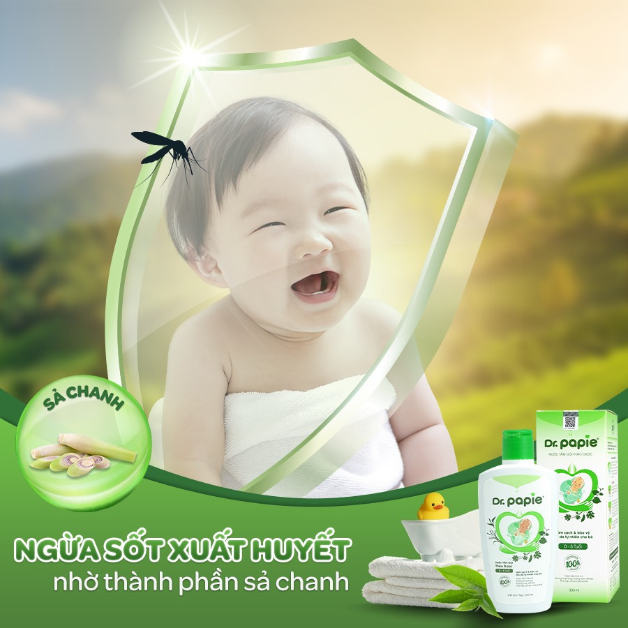 Mô tả Combo 2 Chai Nước Tắm Thảo Dược Dr Papie Giúp Giảm Mẩn Ngứa Và Rôm Sảy, Hỗ Trợ Làm Sạch, Mát Da Bé - Chai 230ml - 3