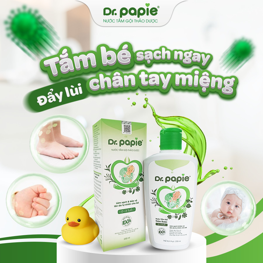 Mô tả Combo 2 Chai Nước Tắm Thảo Dược Dr Papie Giúp Giảm Mẩn Ngứa Và Rôm Sảy, Hỗ Trợ Làm Sạch, Mát Da Bé - Chai 230ml - 4