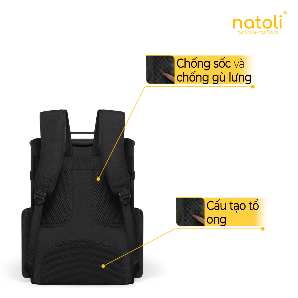 Mặt lưng và quai đeo balo NATOLI B9