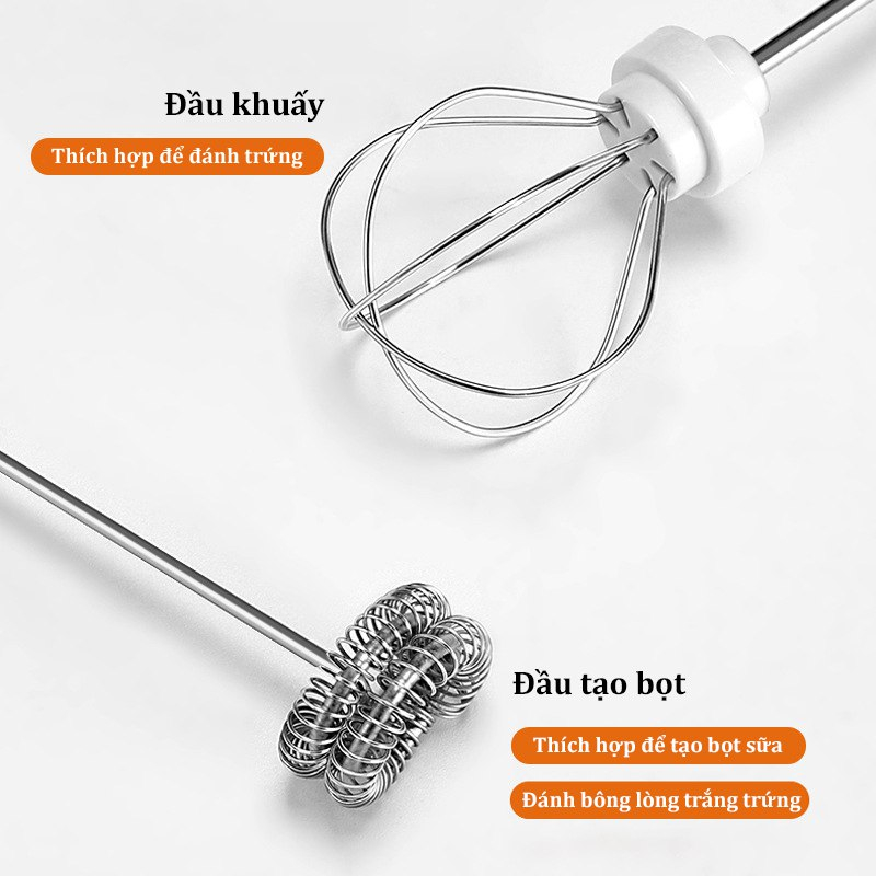 Mô tả Máy đánh bọt cà phê mini cầm tay, máy đánh trứng Sokany SK201A 3 cấp độ sạc pin USB tặng kèm 2 đầu khuấy và tạo bọt - 3