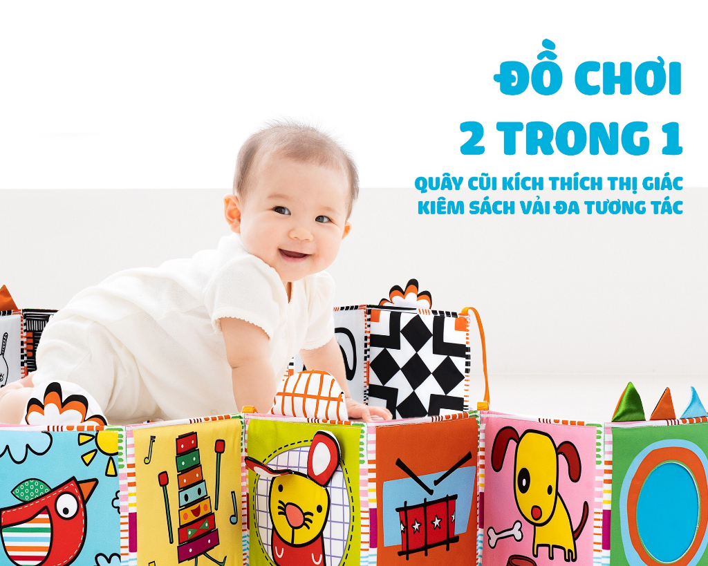 Mô tả Sách Vải ZicZac Đa Tương Tác Kiêm Đồ Chơi Quây Cũi Kích Thích Thị Giác Cho Trẻ Sơ Sinh - Lalala Baby - 1