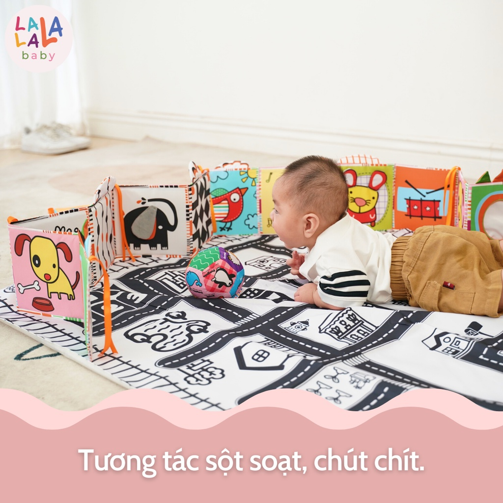 Mô tả Sách Vải ZicZac Đa Tương Tác Kiêm Đồ Chơi Quây Cũi Kích Thích Thị Giác Cho Trẻ Sơ Sinh - Lalala Baby - 5