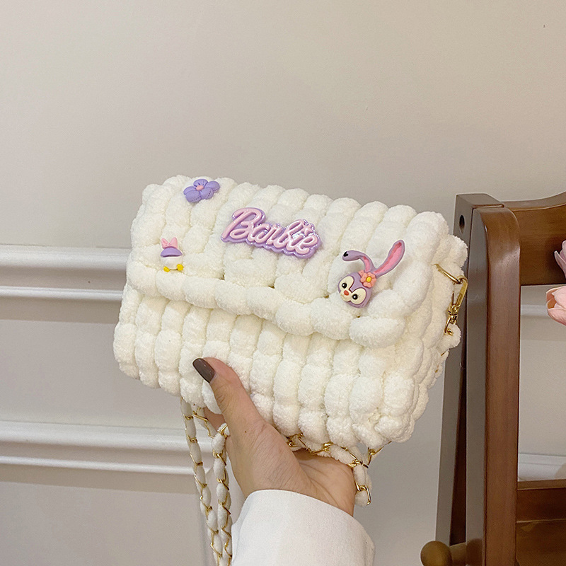 Túi len tự đan bông tròn, túi đeo chéo handmade phong cách Hàn Quốc dễ ...