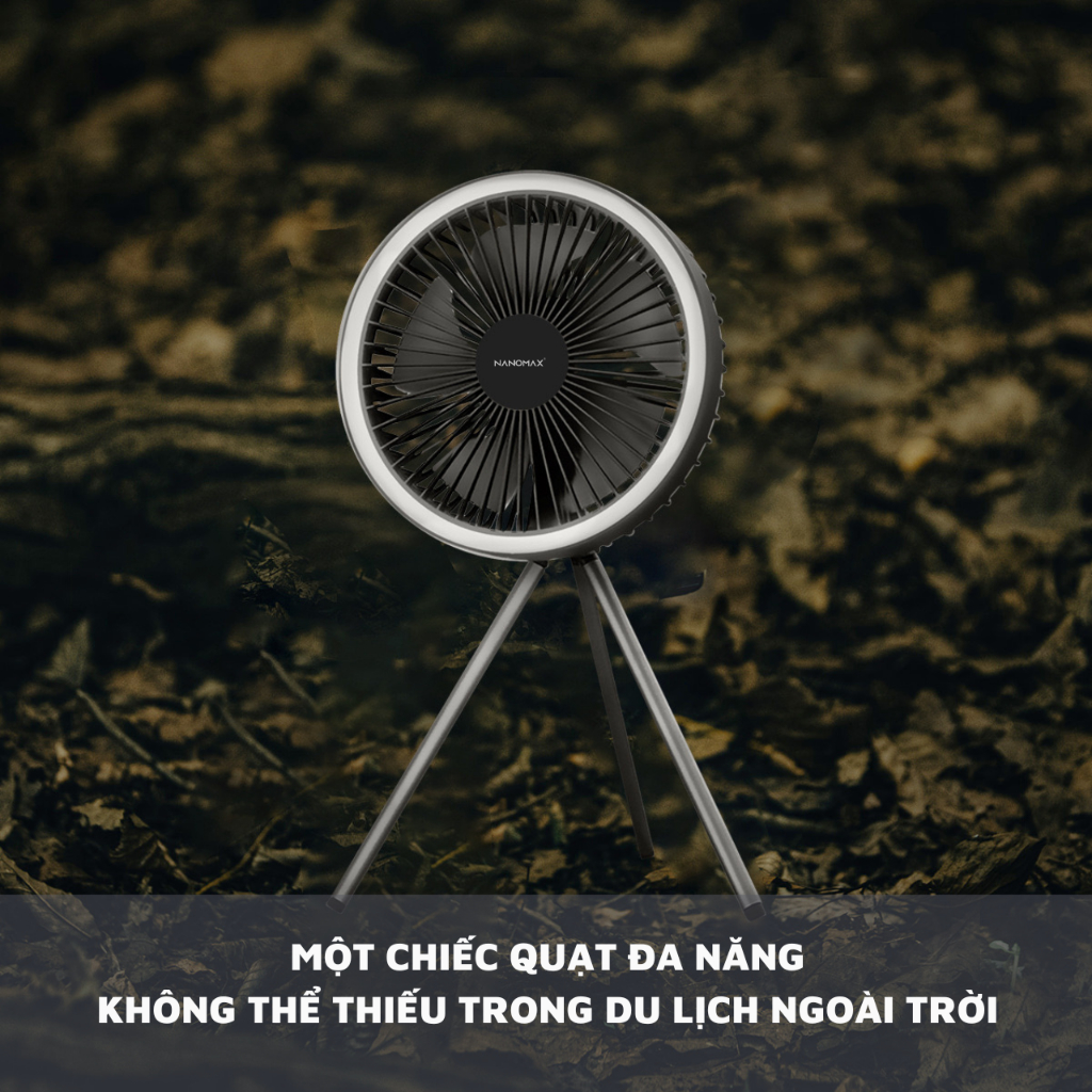 Mô tả Quạt Tích Điện Đa Năng NANOMAX DQ212, Để Bàn, Treo Tường, Tích Hợp Đèn LED, Pin Dự Phòng, Giá Đỡ Tripod, Du Lịch, Cắm Tr - 9
