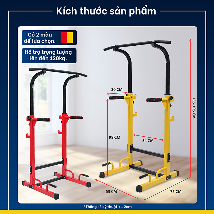 Mô tả BG Bộ xà đơn xà kép cao cấp đa năng CHINNING DIPPING YELLOW - 9