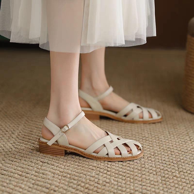 Mô tả Giày Sandal Nữ Cillie Mũi Rọ Đan Dây Độc Đáo Gót Vuông 5p 1067 - 3