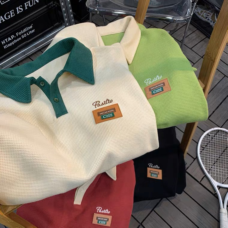 Mô tả Áo Polo Nam Nữ Thêu PASRTRO NAD Unisex - Áo Cổ Bẻ Tay Lỡ Chất Liệu Tổ Ong Dệt Trẻ Trung, Cá Tính, Phong Cách Ulzzang - 1