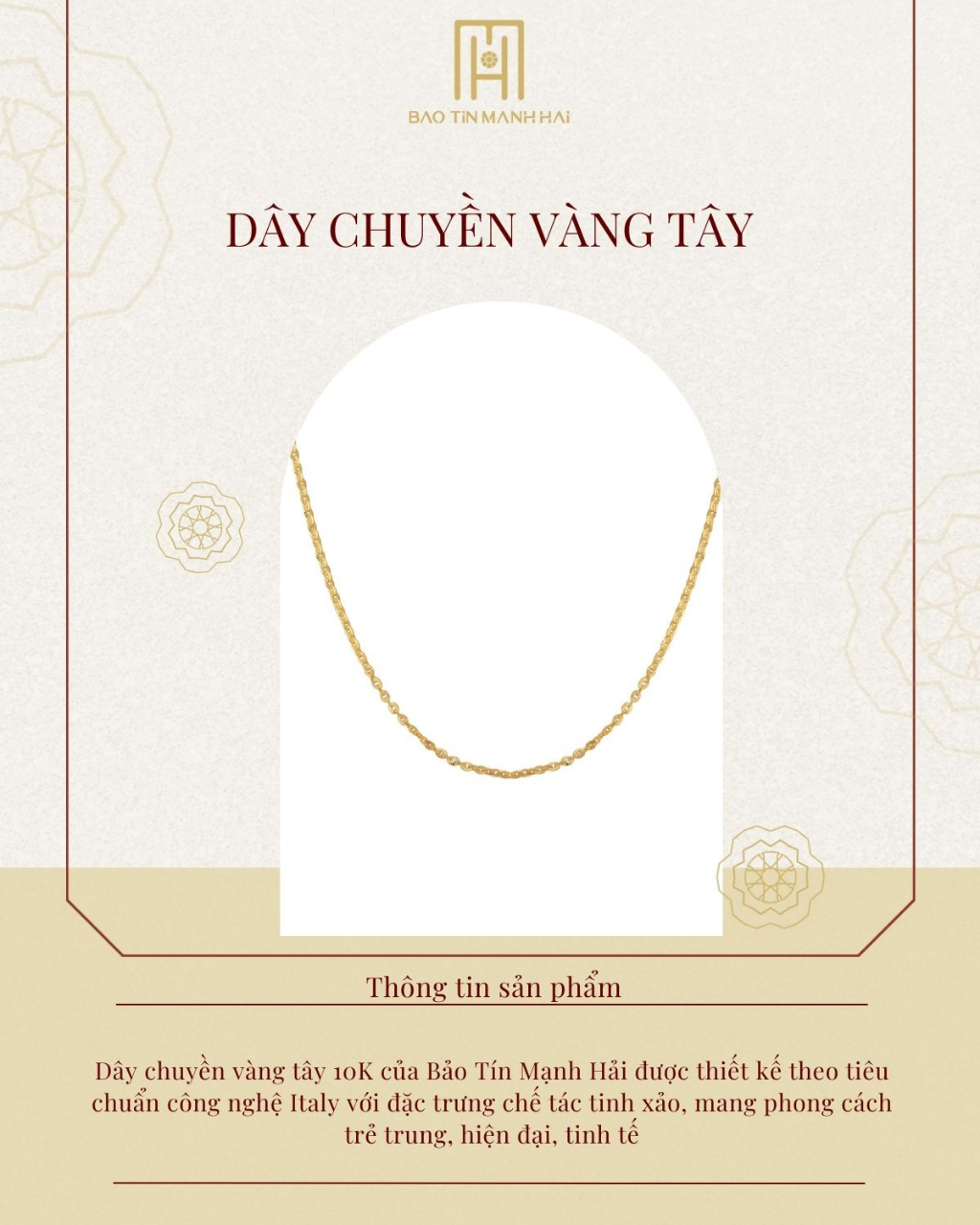 Mô tả Dây chuyền vàng 10K dáng xích chữ O nhỏ vàng vàng Bảo Tín Mạnh Hải PYD1V10KD0-210005 - 1