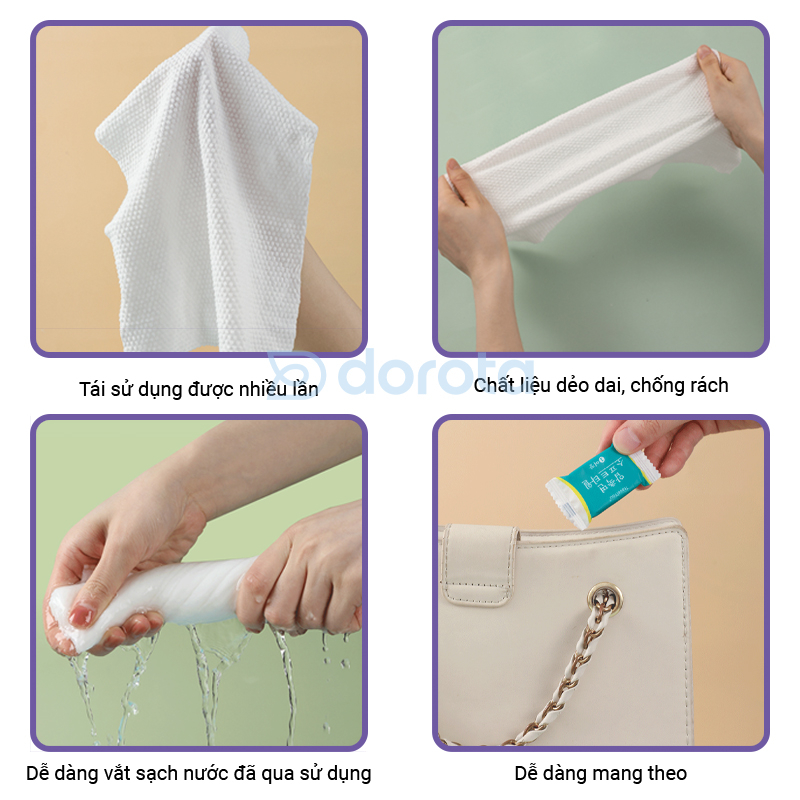 Mô tả Khăn mặt dùng 1 lần dạng viên nén gói 20 viên dùng hàng ngày du lịch nhỏ gọn cất vali túi sách KMN1 - 2