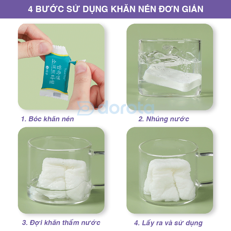 Mô tả Khăn mặt dùng 1 lần dạng viên nén gói 20 viên dùng hàng ngày du lịch nhỏ gọn cất vali túi sách KMN1 - 3