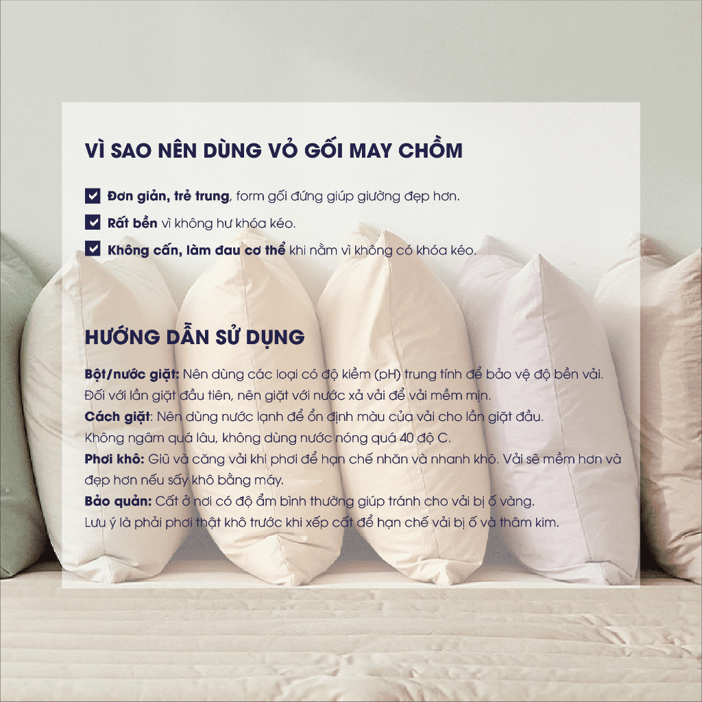 Mô tả Vỏ Gối 100% Cotton Sateen Changmi Bedding cao cấp mềm mịn và thoáng mát - 1 cái - 4