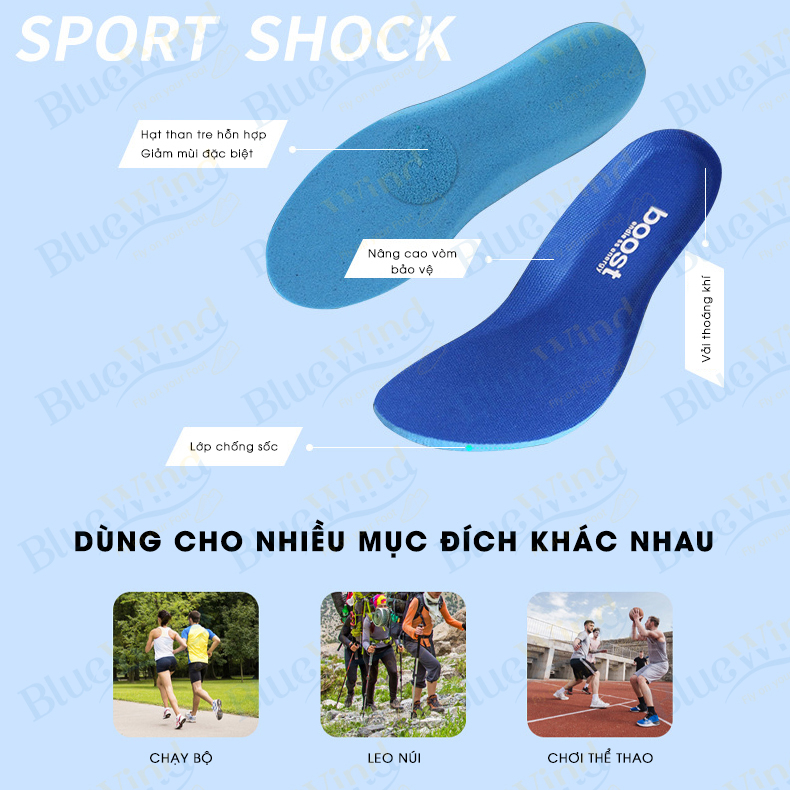 Mô tả Lót Giày Khử Mùi BLUEWIND Êm Chân Thoáng Khí Đàn Hồi Phù Hợp Các Loại Giày 9308 - 5
