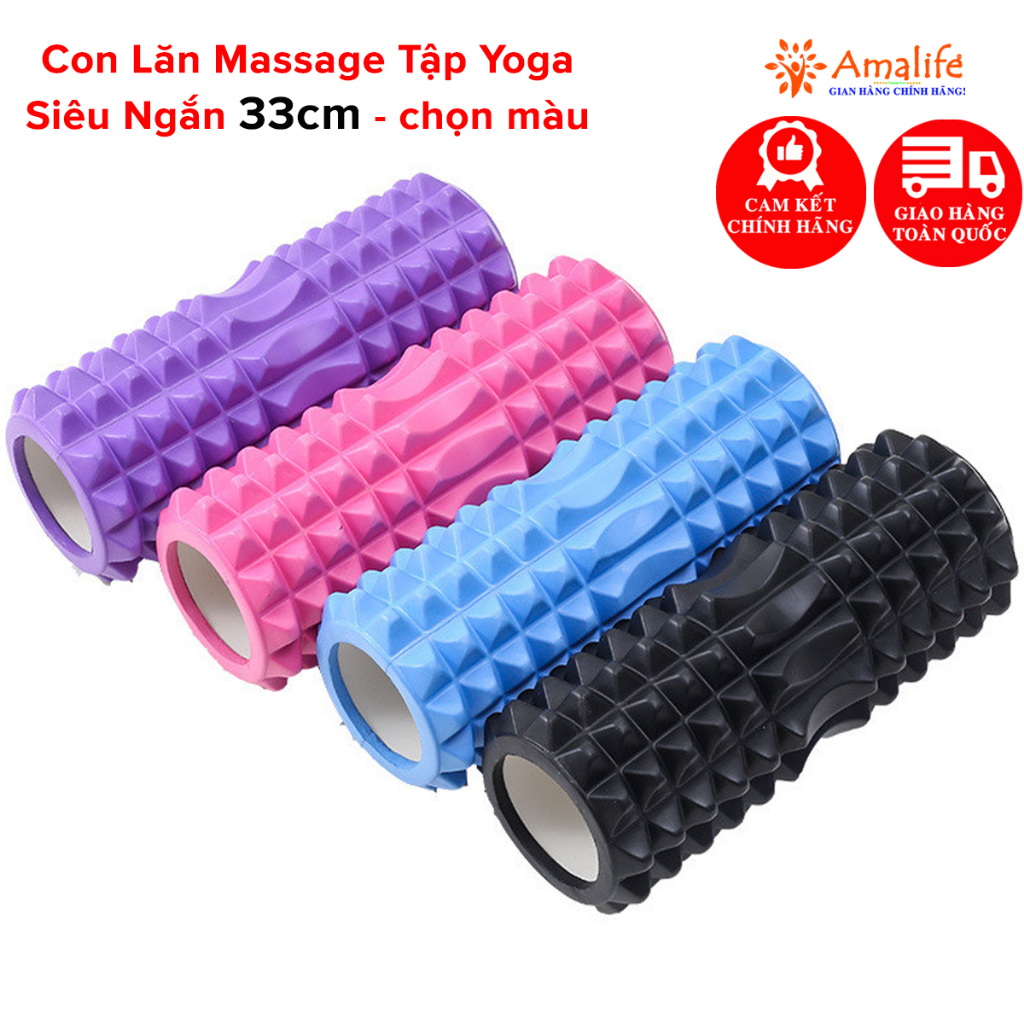 Mô tả Con Lăn Yoga Massage Foam Roller - Ống Trụ Lăn Xốp Tập Thể Thao Giãn Cơ Gai Nhọn Chính Hãng Amalife - 1